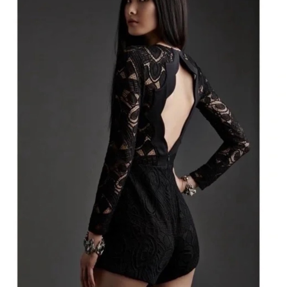 Alexis Open Back Black Lace Romper